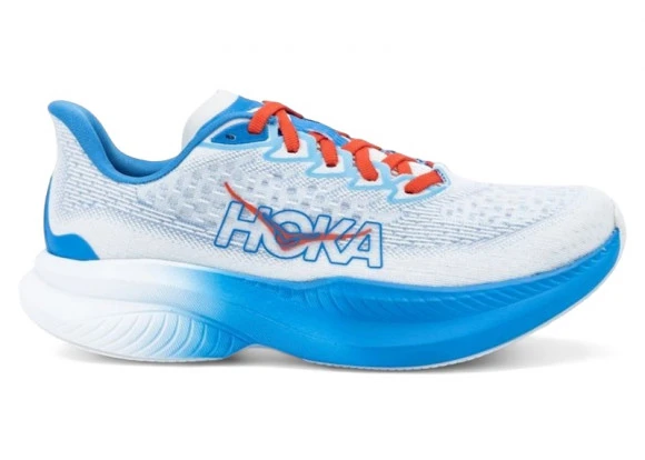 HOKA Women's Mach 6 Road Running Shoes In White/Virtual Blue 1 HOKA Women's Mach 6 Road Running Shoes In White/Virtual Blue